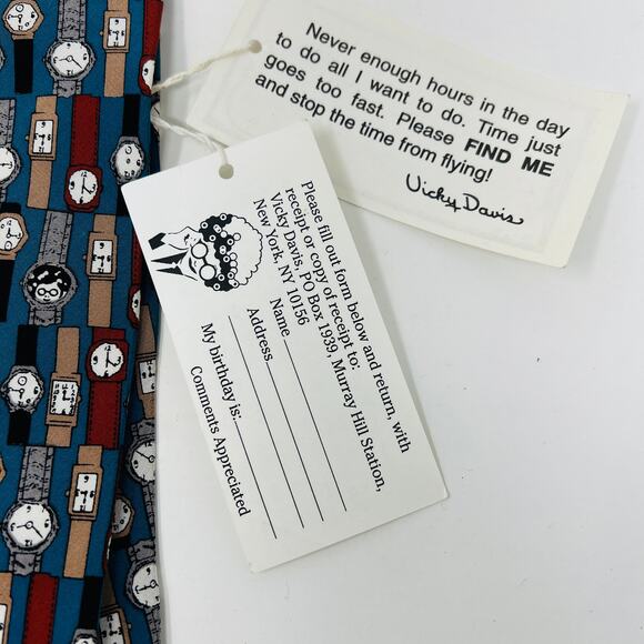 NEW! Vicky Davis Anyone Have the Time? Tie Teal Brown - Picture 4 of 5